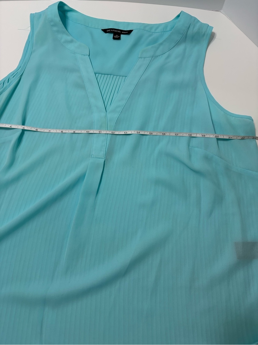 Zac & Rachel Light Aqua Pleated Sleeveless Blouse - Picture 6 of 7